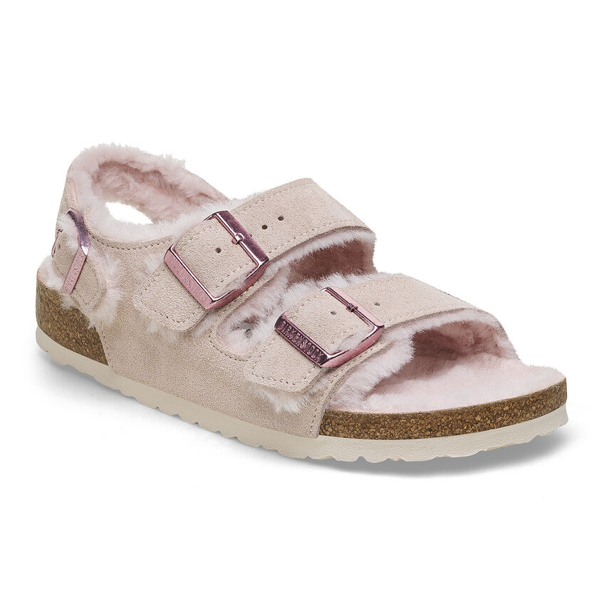 Birkenstock Milano Suede Shearling Suede Leather Shearling Light Rose